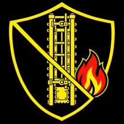 Emblema de prevenção e combate ao fogo em porta de forno